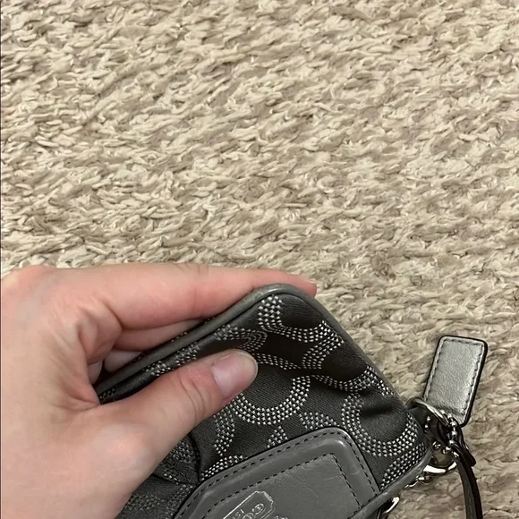 Coach Charcoal Gray Wristlet with Signature C Logo Pattern - Picture 16 of 16